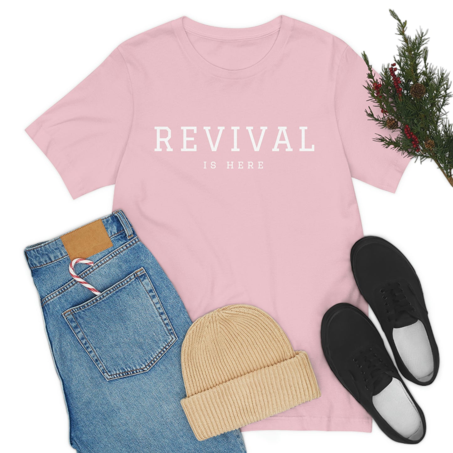 "Revival Is Here" Shortsleeve Tee (Unisex) (White Text - Multiple Color Options)